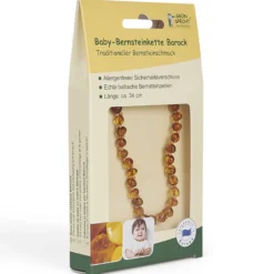 Baby Bernsteinkette rund cognac