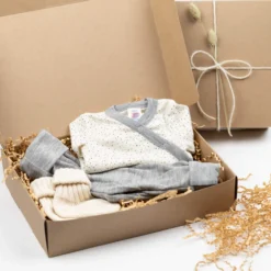 Babybox N°20 "Wolle Seide" grau 50/56