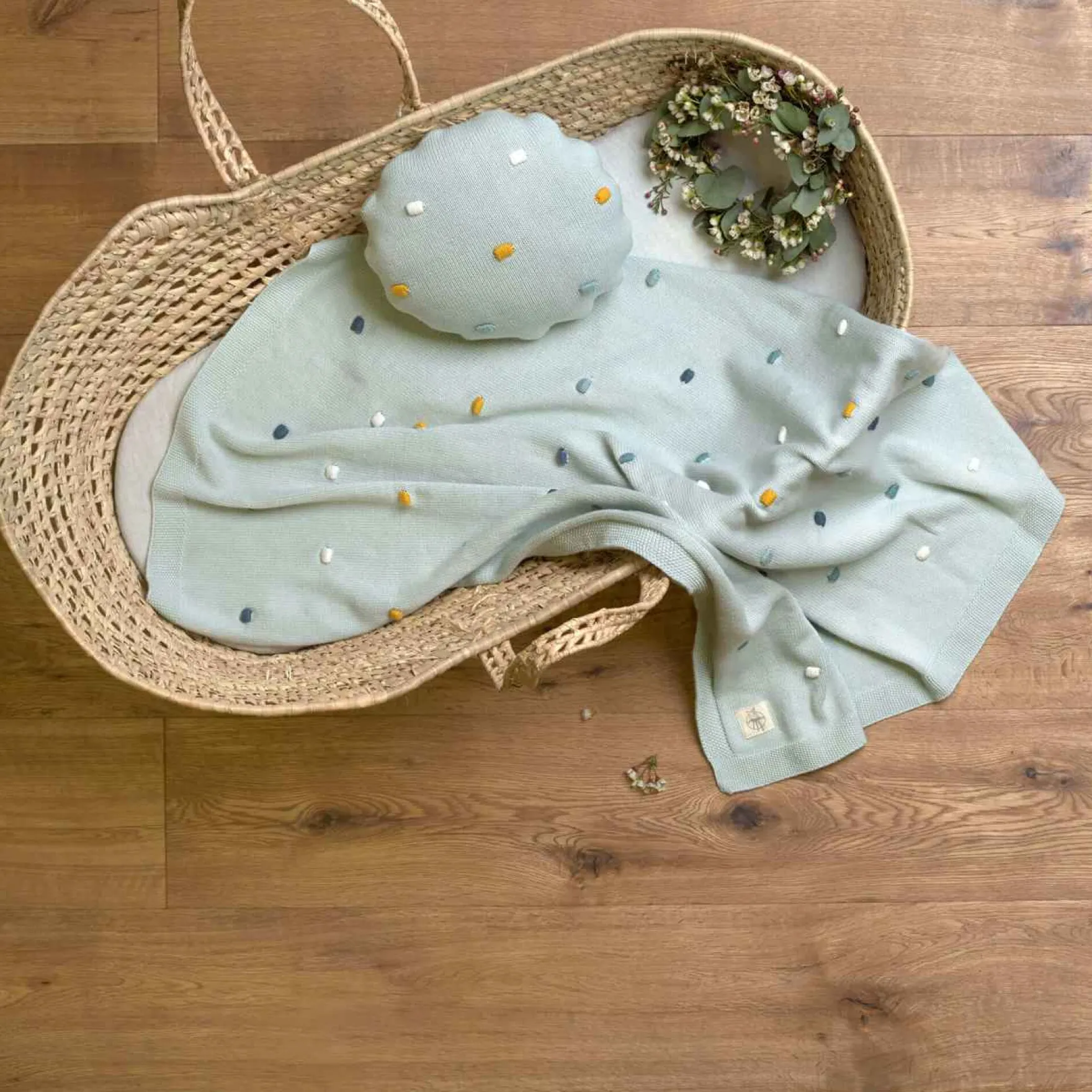 Babydecke Strick "Dots" mint