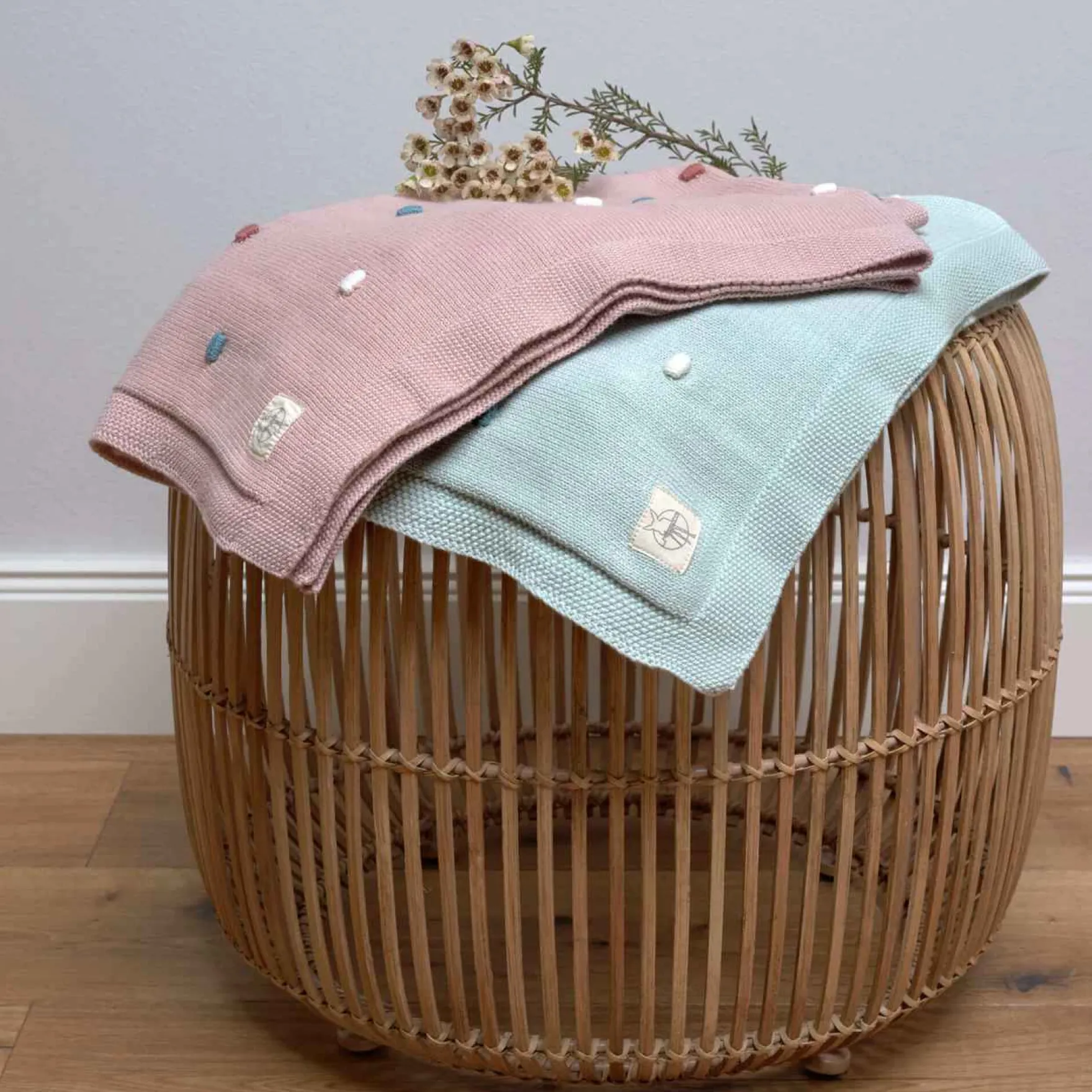 Babydecke Strick "Dots" mint