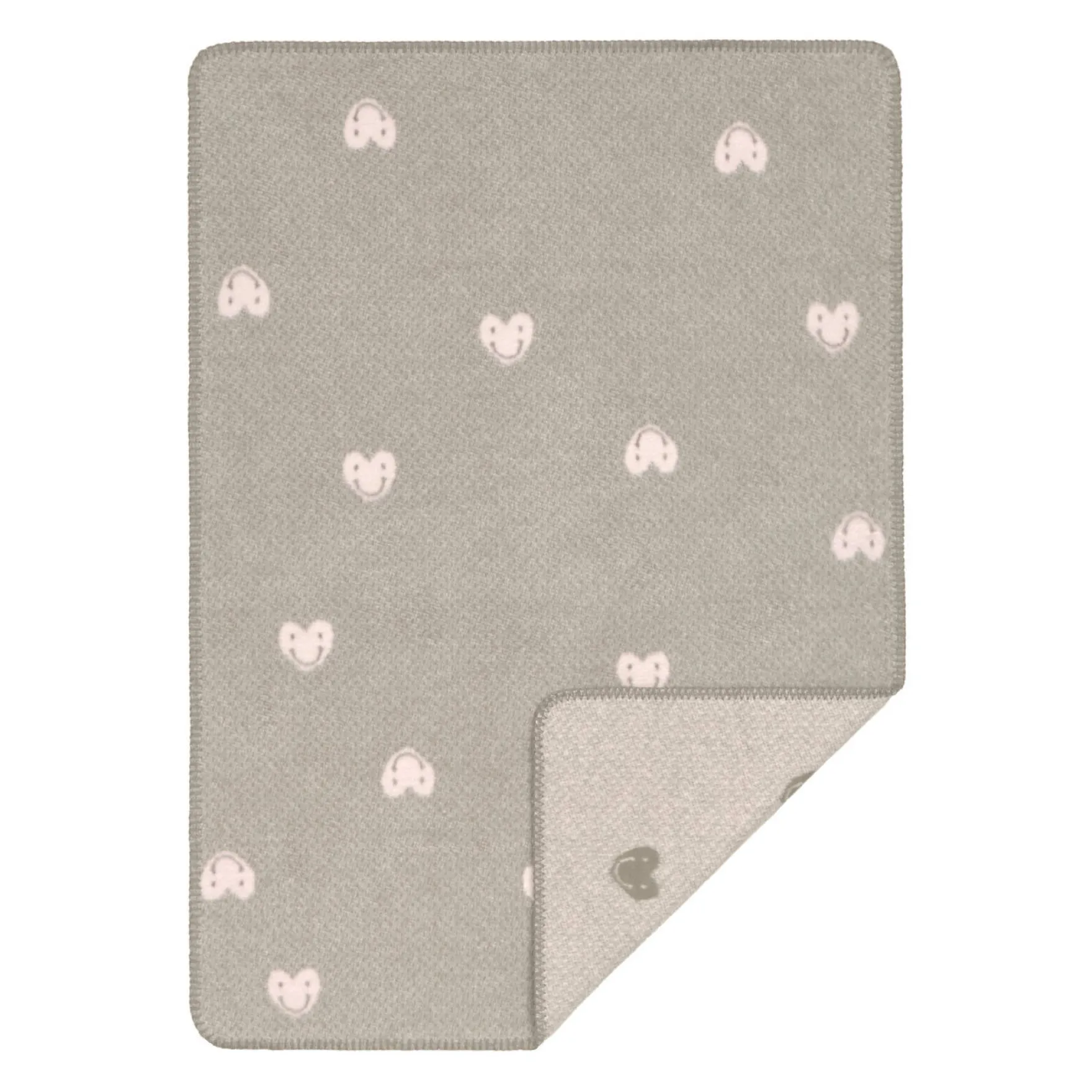 Babydecke 75x100cm "Herz" taupe-rosa