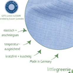 Baby Häubchen Baumwolle Wolle Seide hellblau 50/56