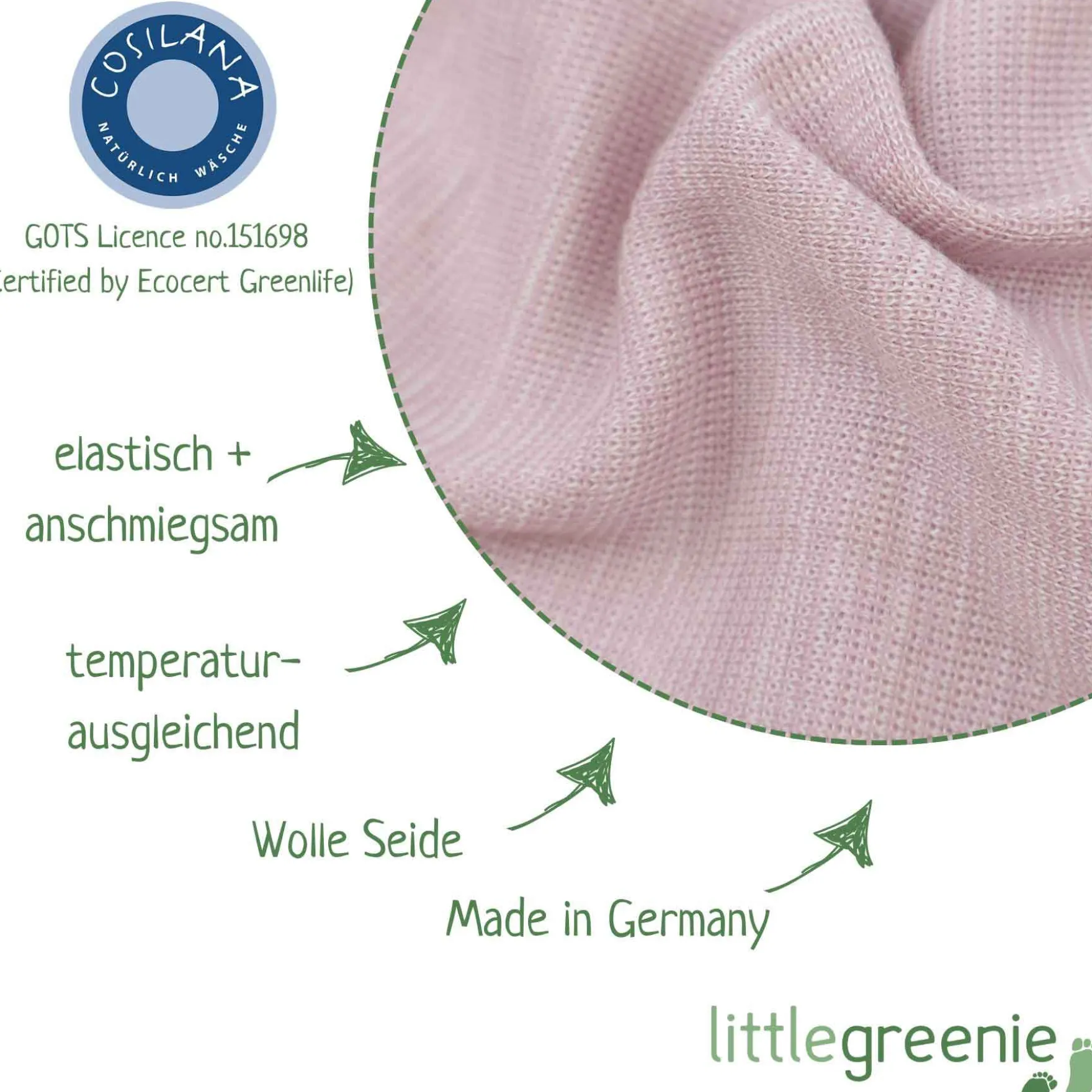 Baby Häubchen Wolle Seide pastell rosa 62/68