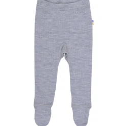 Baby-Leggings Merinowolle mit Fuß hellgrau 56/62