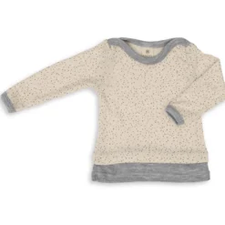 Baby Pullover Wolle Seide natur gepunktet 50/56