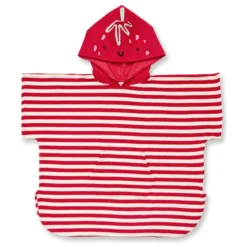 Badeponcho "Erdbeere" rot gestreift 110/116