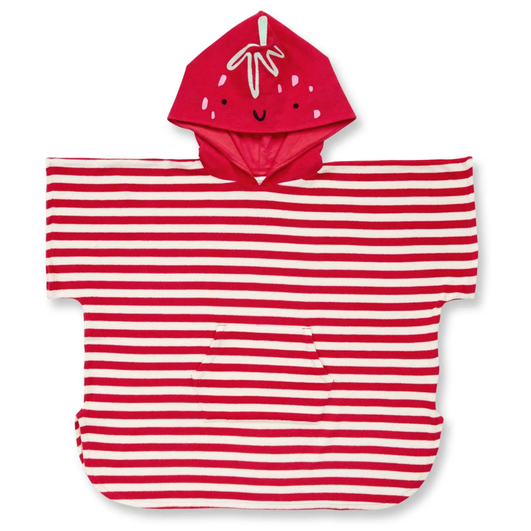Badeponcho "Erdbeere" rot gestreift 110/116