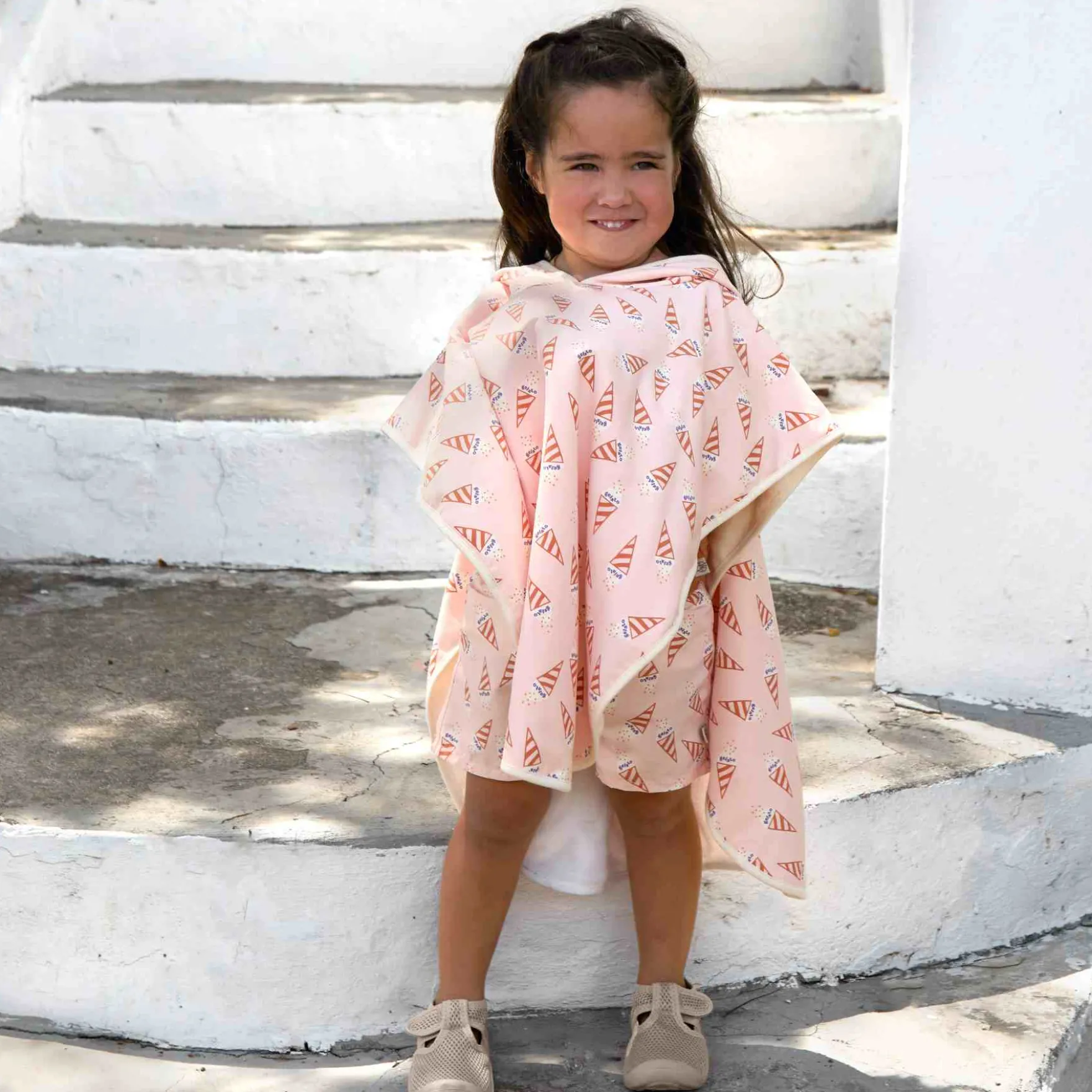 Bade-Poncho mit UV Schutz "Eis" rosa