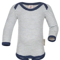 Body langarm Wolle Seide marine-natur 50/56