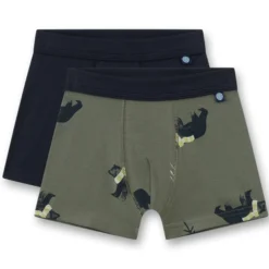Boxershorts-Set "Bär" olive-schwarz 104