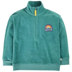 Cord-Sweatshirt mit Reißverschluss ""Do Good Things" grün 122