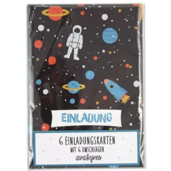 Einladungskarte Weltraum 6er-Set