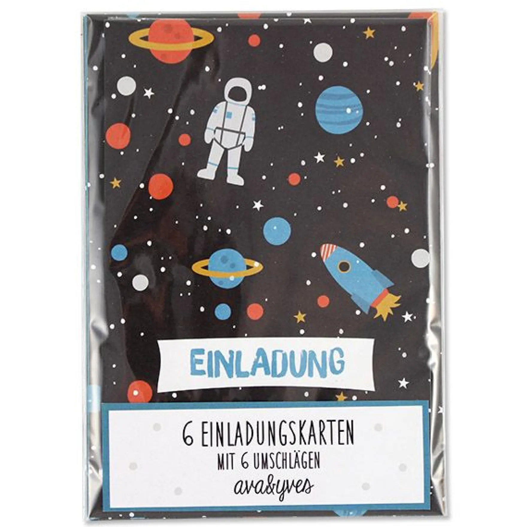 Einladungskarte Weltraum 6er-Set