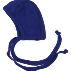 Erstlingsmütze Wolle Seide blau 68
