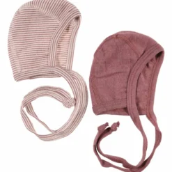 Erstlingsmütze Wolle Seide Ringel mauve 68