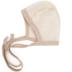 Erstlingsmütze Wollfrottee Ringel sand 50