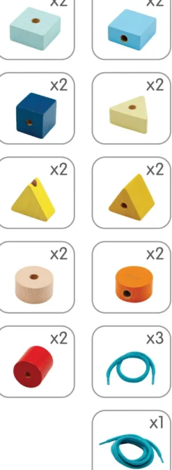 Fädelspiel aus Holz "geometrische Formen"