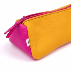 Federmäppchen Leder mango-pink