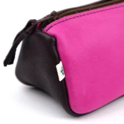 Federmäppchen Leder pink-kastanie