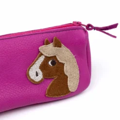 Federmäppchen Leder Pony pink