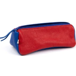 Federmäppchen Leder rot-blau