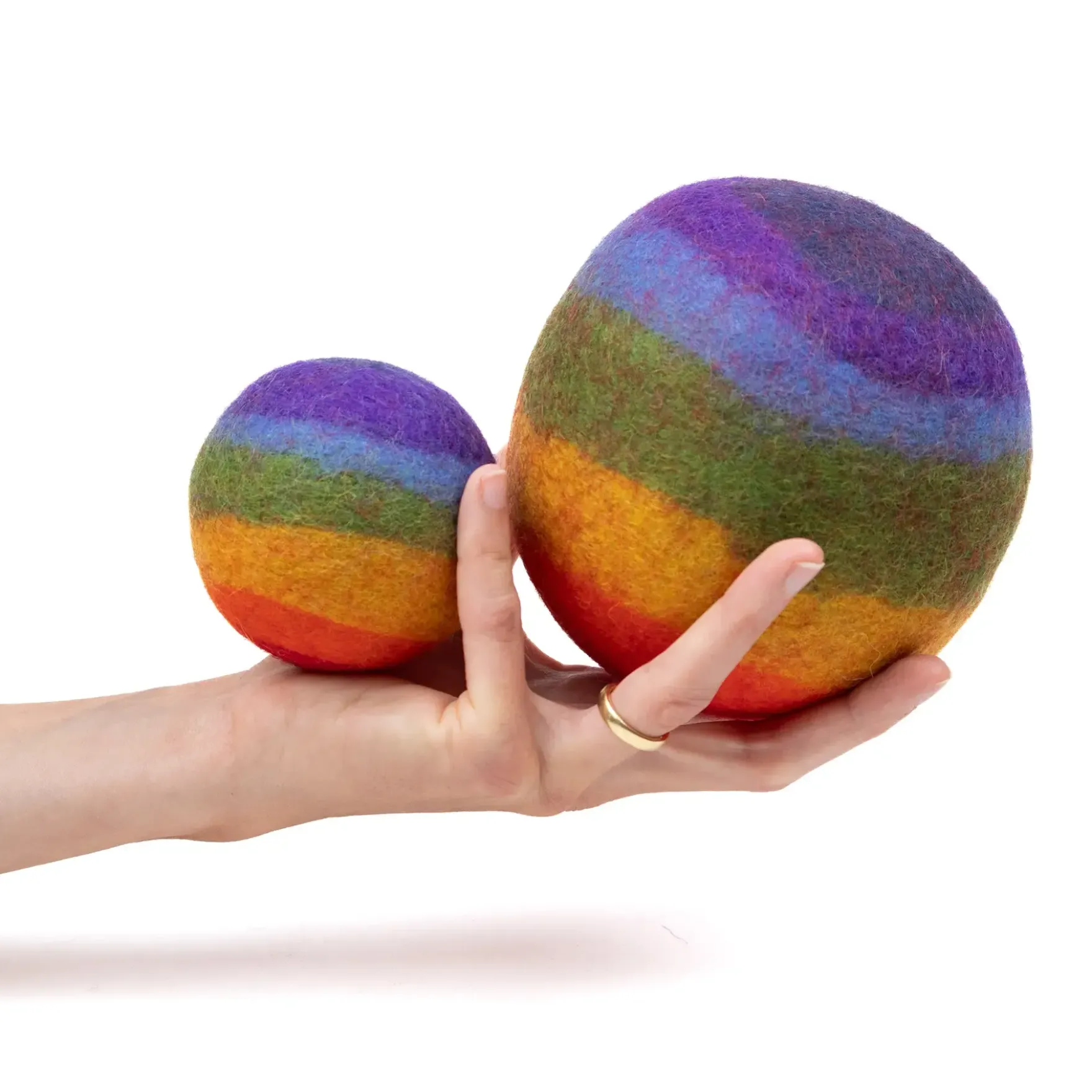 Filzbälle 2er Set Regenbogen