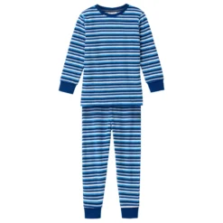 Frottee-Schlafanzug blau geringelt 104