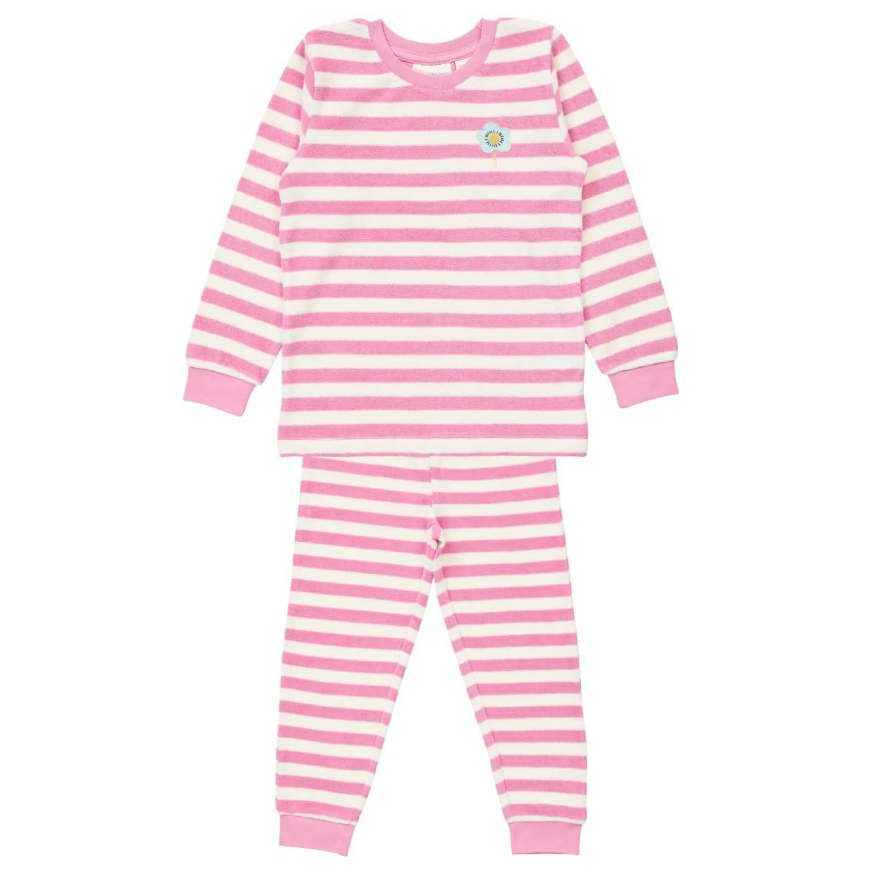 Frottee-Schlafanzug "Blume" pink gestreift 104