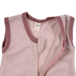 Ganzjahresschlafsack Wolle Seide mauve Ringel 70 cm