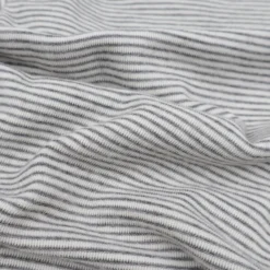 Ganzjahresschlafsack Wolle Seide grau Ringel 90 cm