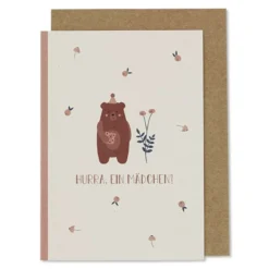 Geburtskarte Bär rosa