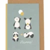 Geburtskarte Pandas blau