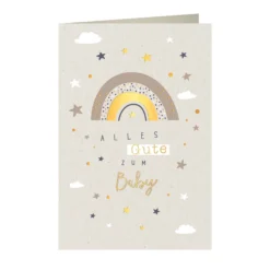 Geburtskarte "Regenbogen" metallic
