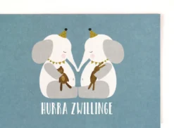 Geburtskarte Zwillinge Elefanten