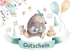 Geschenk Gutschein Bär