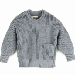 Grobstrick-Pullover rauchblau 86/92