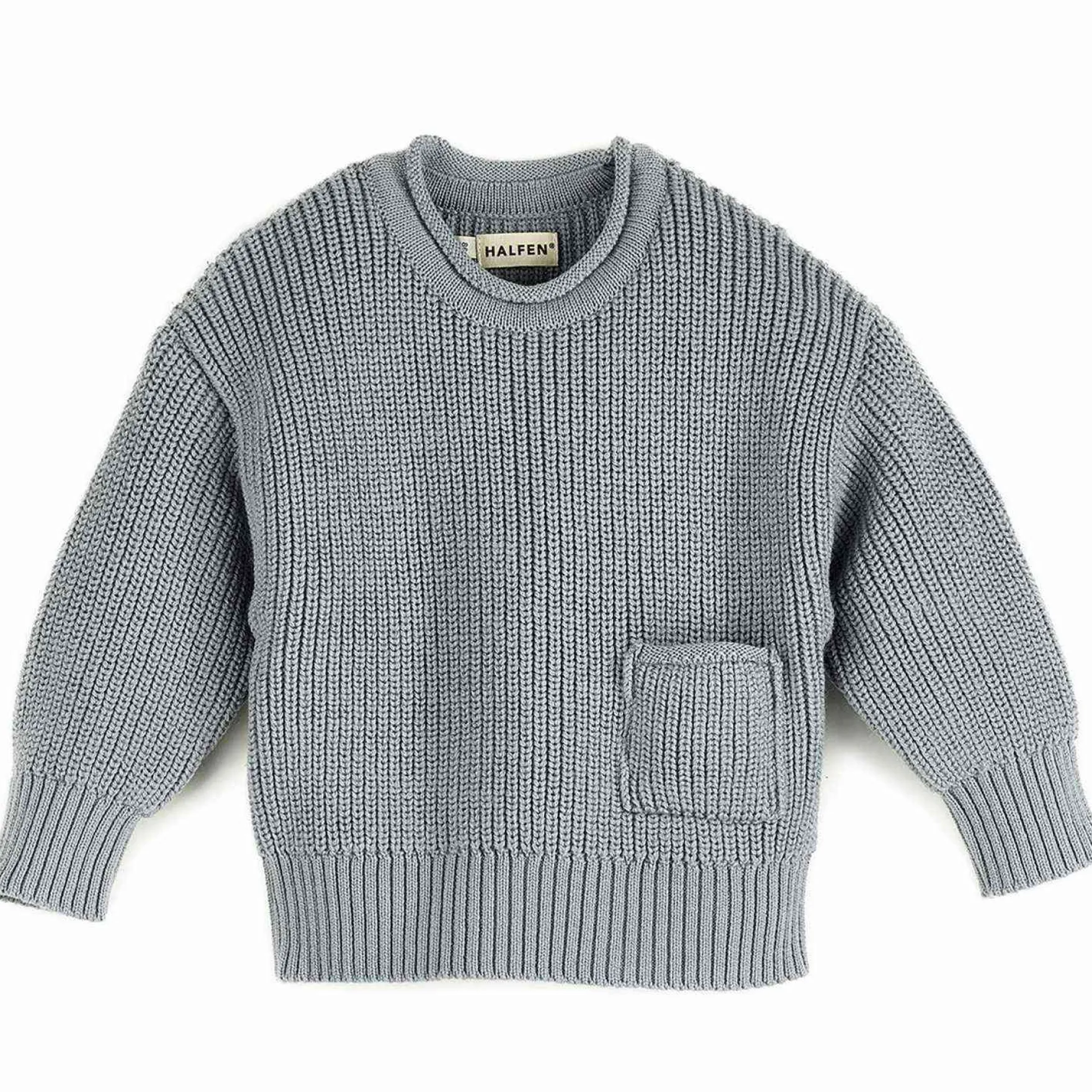 Grobstrick-Pullover rauchblau 86/92