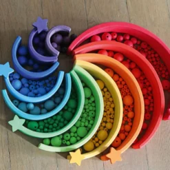 Große Holzperlen Regenbogen (96 Stück)