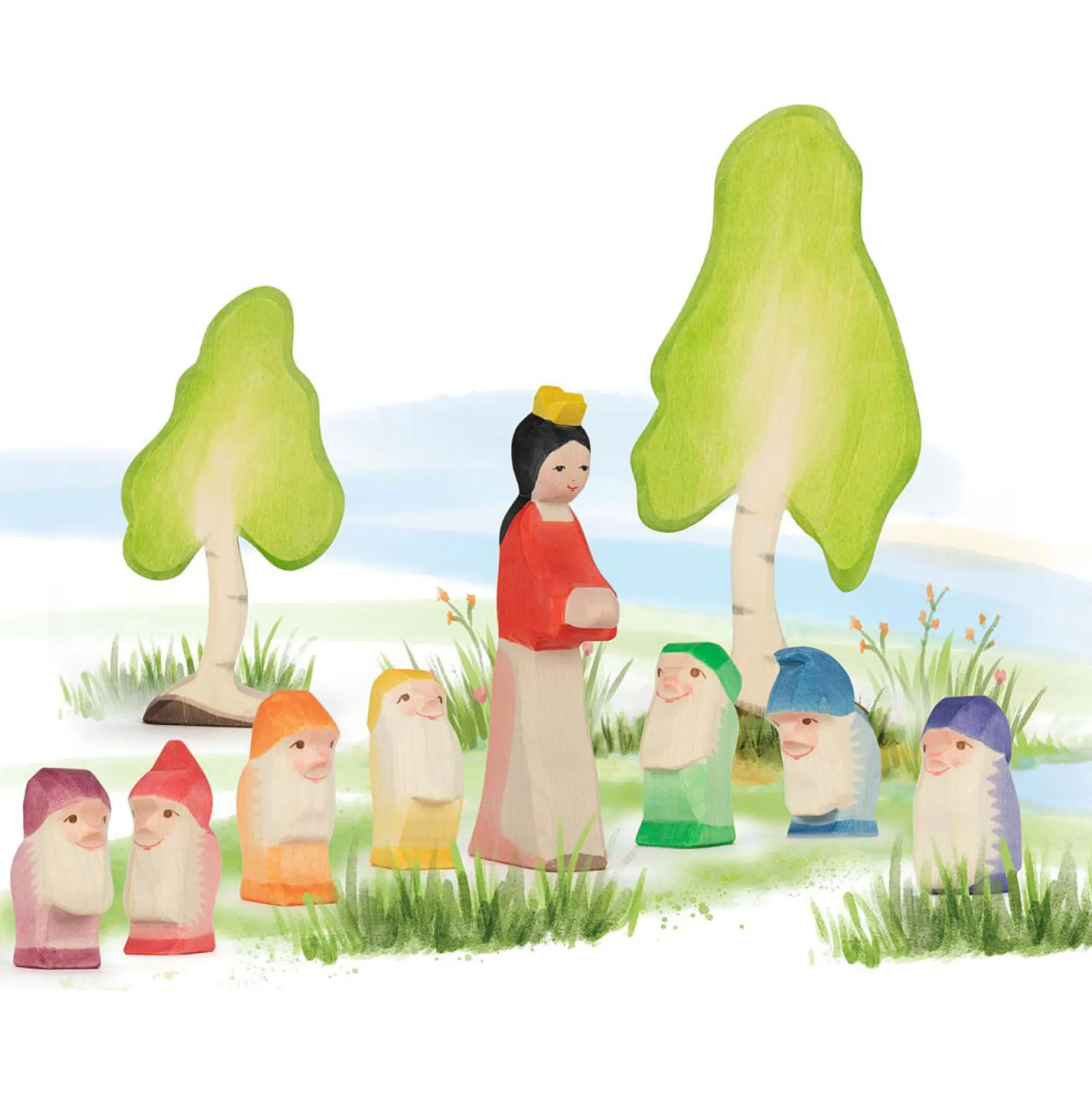 Holzfigur Zwerg gelb
