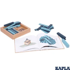 Holzplättchen Set 40er Kasten + Buch hellblau-dunkelblau