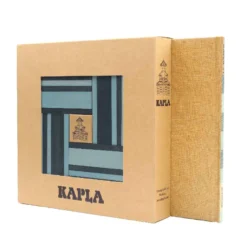Holzplättchen Set 40er Kasten + Buch hellblau-dunkelblau