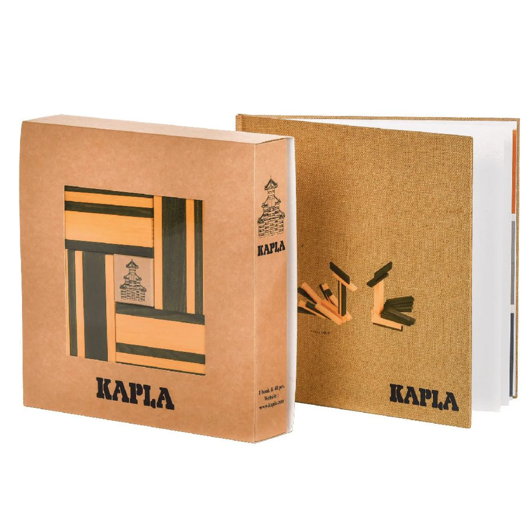 Holzplättchen Set 40er Kasten + Buch grün-gelb