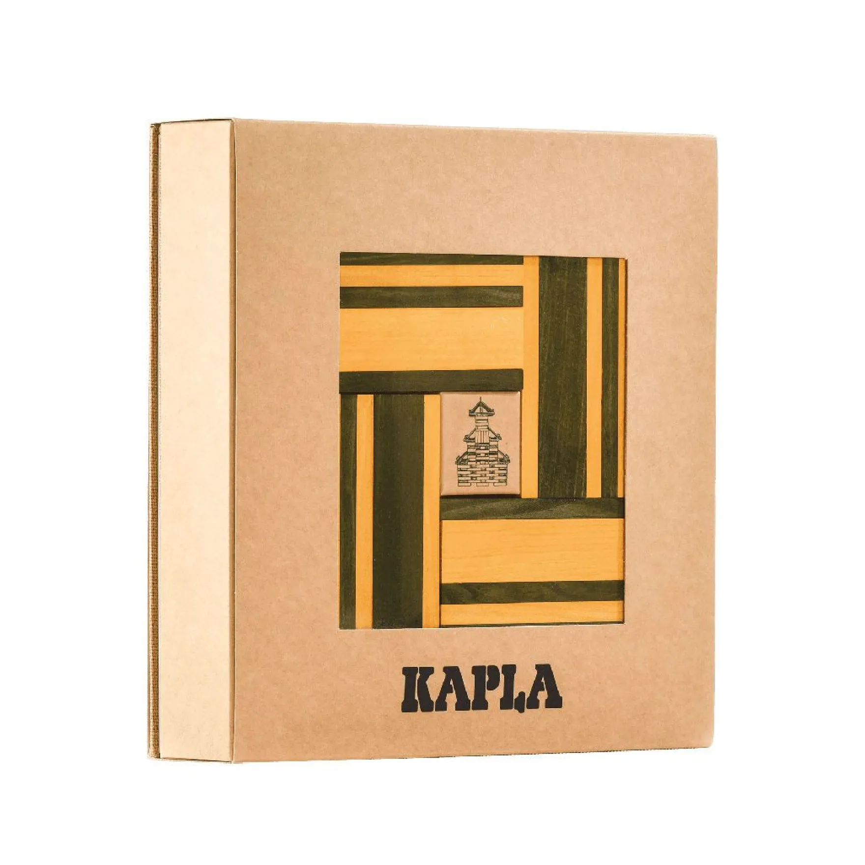 Holzplättchen Set 40er Kasten + Buch grün-gelb