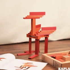 Holzplättchen Set 40er Kasten + Buch rot-orange