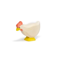 Holztier Huhn weiß stehend