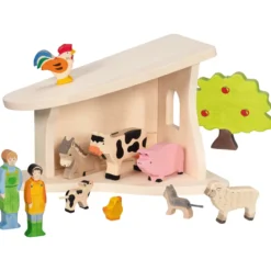 Holztiger Stall und Krippe