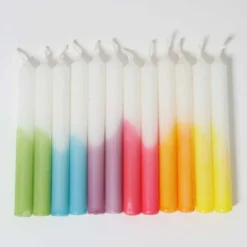 Kerzen Dip-Dye Regenbogen (12Stk.)