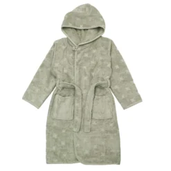 Kinder Bademantel grünbeige 116/122