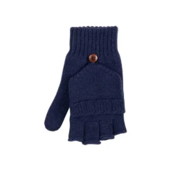 Kinder-Halbfingerhandschuh Merinowolle marine 5