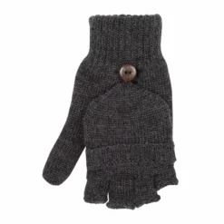 Kinder-Halbfingerhandschuh Merinowolle anthrazit 5